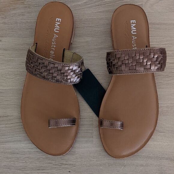 Emu Australia Murlong Bronze Leather Woven Sandals Women's 6 - Picture 3 of 8